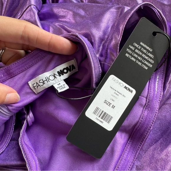 NWT Purple Metallic Neptune Mini Dress Corset Strapless Fashion Nova M - Picture 9 of 12